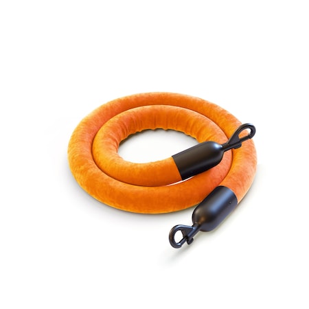 Montour Line Velvet Rope Orange With Black Snap Ends 8ft.Cotton Core PVR150-80-OR-SE-BK